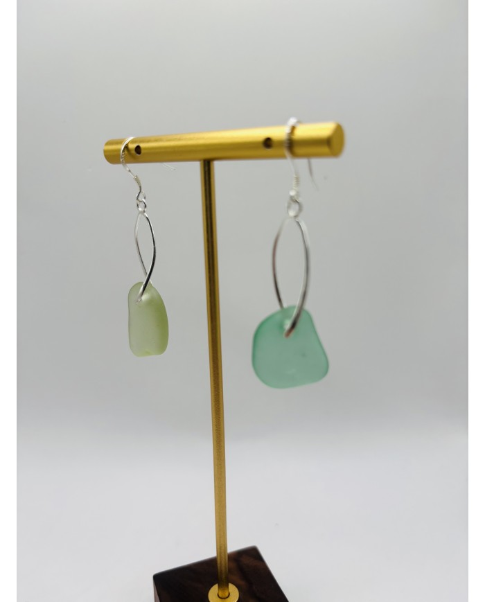 PENDIENTES ARTESANOS DE CRISTAL MARINO EDICIÓN PLATA