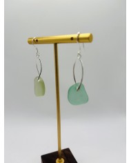 PENDIENTES ARTESANOS DE CRISTAL MARINO EDICIÓN PLATA