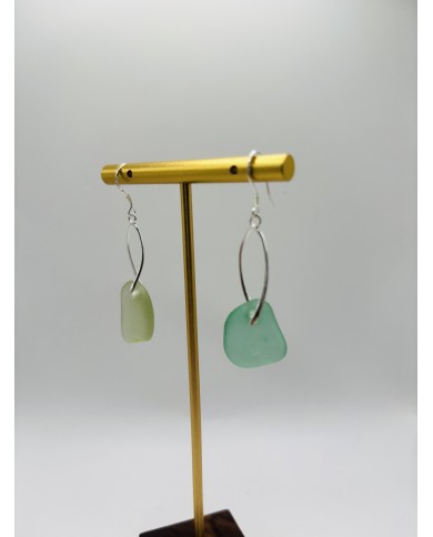 PENDIENTES ARTESANOS DE CRISTAL MARINO EDICIÓN PLATA