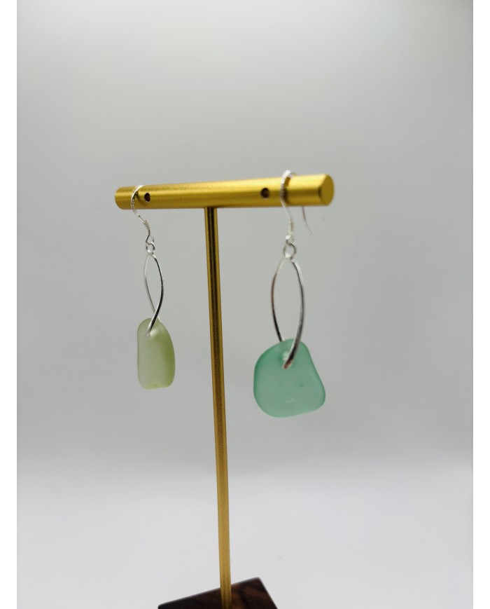 PENDIENTES ARTESANOS DE CRISTAL MARINO EDICIÓN PLATA