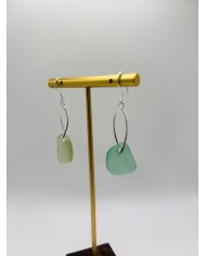PENDIENTES ARTESANOS DE CRISTAL MARINO EDICIÓN PLATA