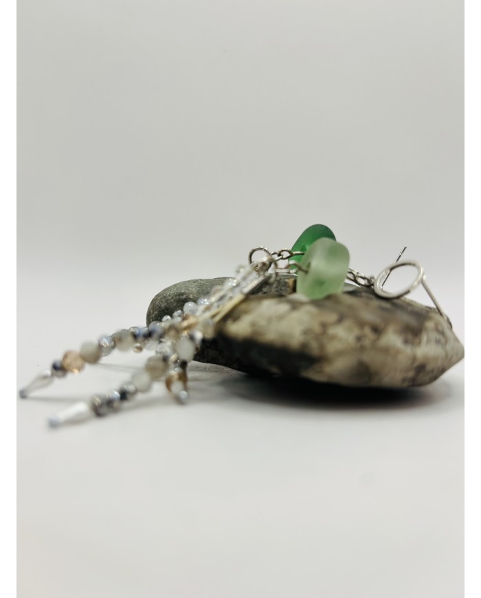 PENDIENTES ARTESANOS DE CRISTAL MARINO
