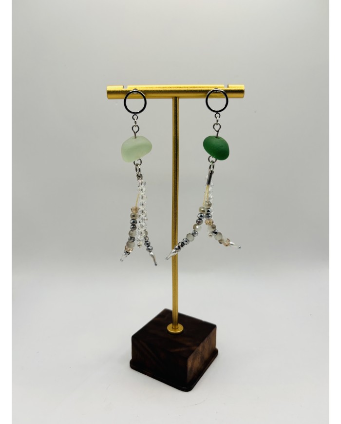 PENDIENTES ARTESANOS DE CRISTAL MARINO