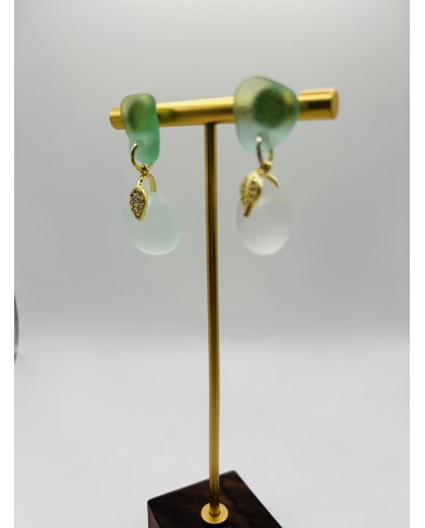 PENDIENTES ARTESANOS DE CRISTAL MARINO