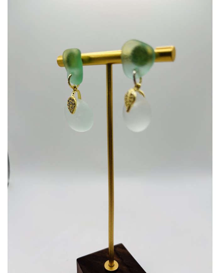 PENDIENTES ARTESANOS DE CRISTAL MARINO
