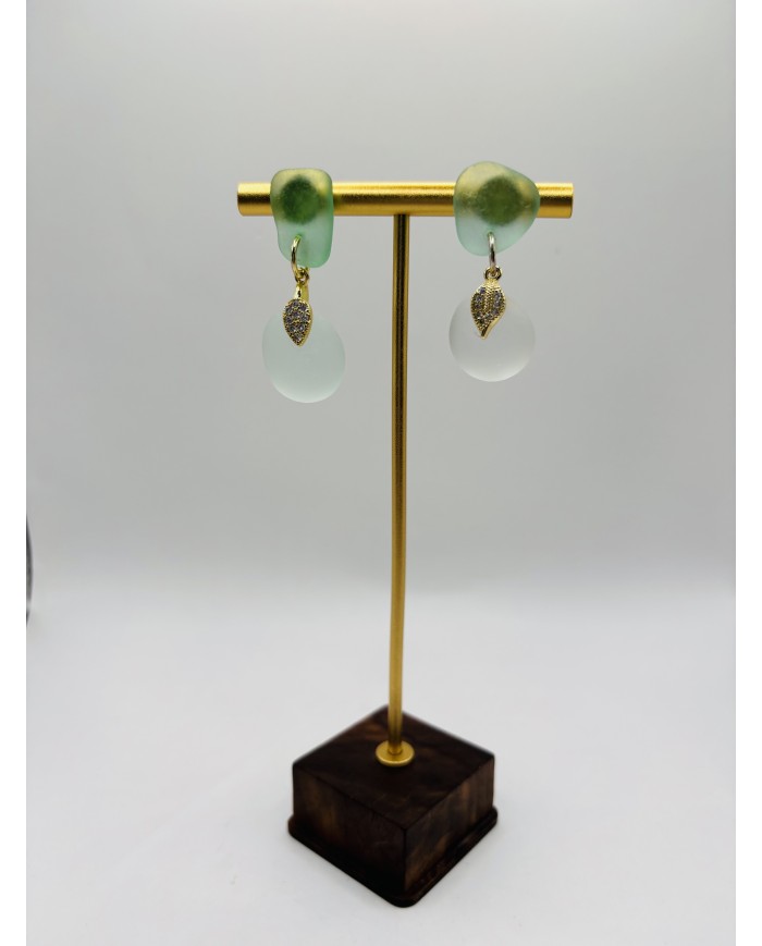 PENDIENTES ARTESANOS DE CRISTAL MARINO