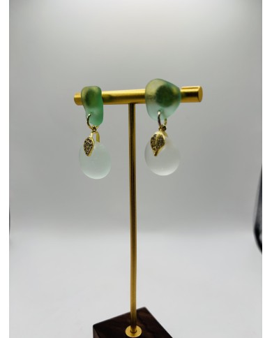 PENDIENTES ARTESANOS DE CRISTAL MARINO