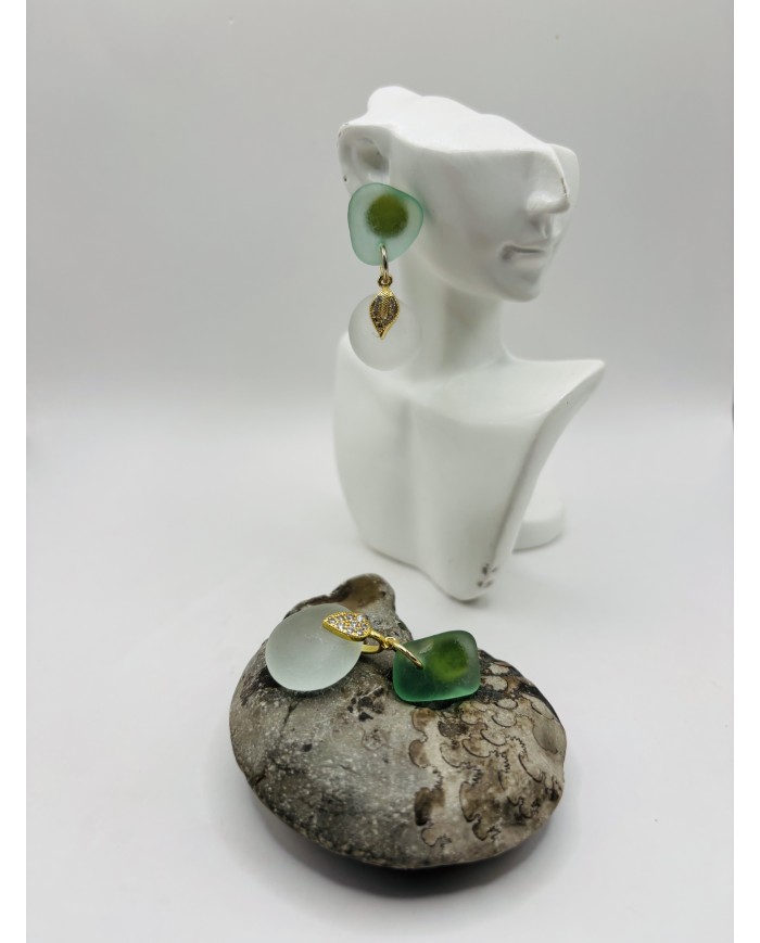 PENDIENTES ARTESANOS DE CRISTAL MARINO