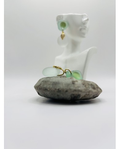 PENDIENTES ARTESANOS DE CRISTAL MARINO