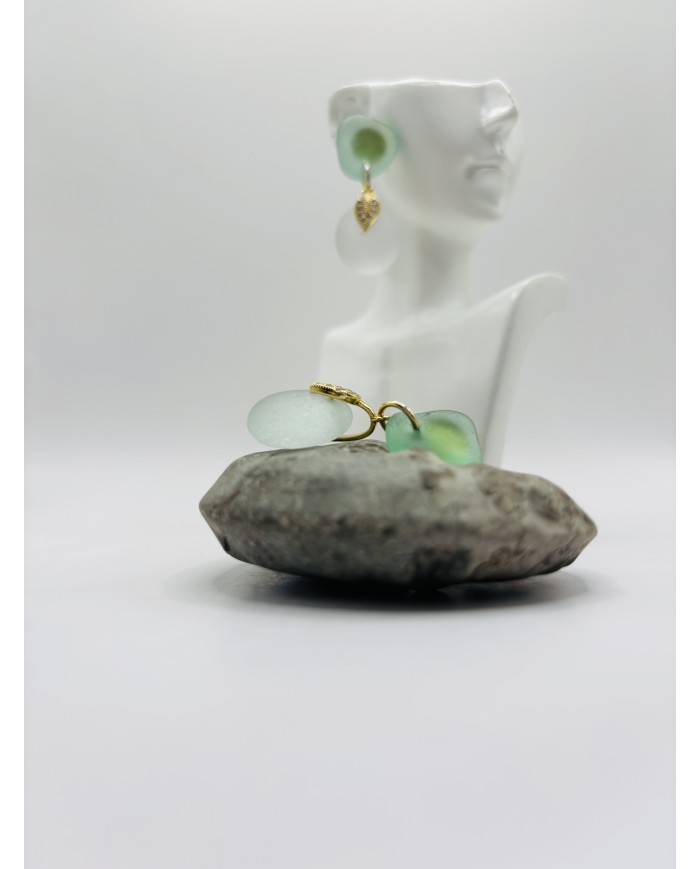 PENDIENTES ARTESANOS DE CRISTAL MARINO
