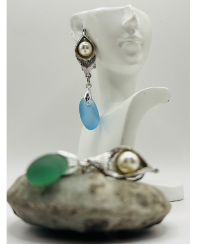 PENDIENTES ARTESANOS DE CRISTAL MARINO