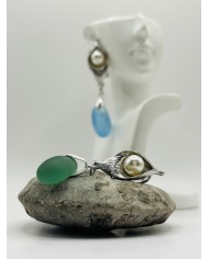 PENDIENTES ARTESANOS DE CRISTAL MARINO