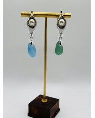 PENDIENTES ARTESANOS DE CRISTAL MARINO