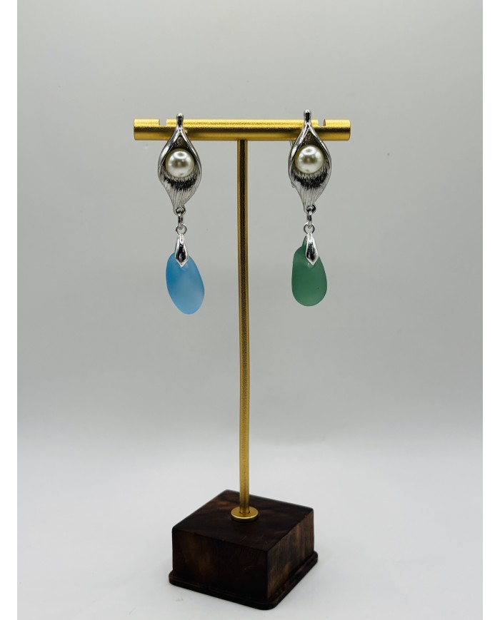 PENDIENTES ARTESANOS DE CRISTAL MARINO
