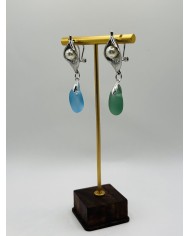 PENDIENTES ARTESANOS DE CRISTAL MARINO