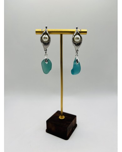 PENDIENTES ARTESANOS DE CRISTAL MARINO