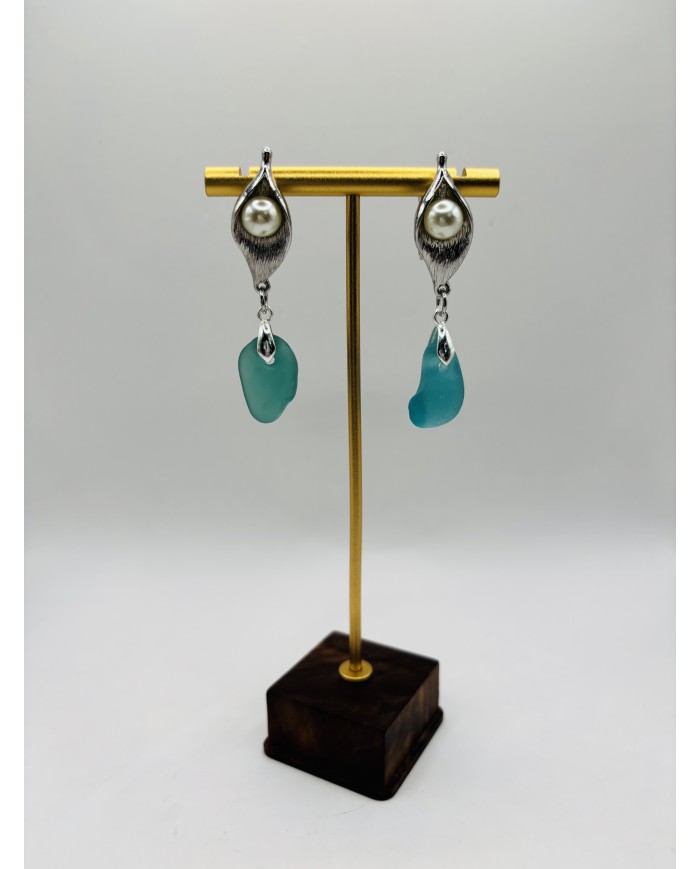 PENDIENTES ARTESANOS DE CRISTAL MARINO