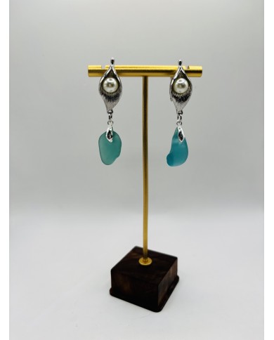 PENDIENTES ARTESANOS DE CRISTAL MARINO