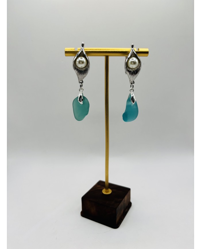 PENDIENTES ARTESANOS DE CRISTAL MARINO