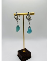 PENDIENTES ARTESANOS DE CRISTAL MARINO
