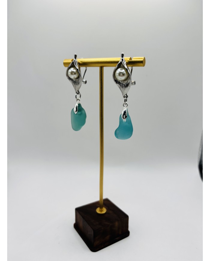 PENDIENTES ARTESANOS DE CRISTAL MARINO
