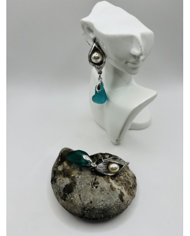 PENDIENTES ARTESANOS DE CRISTAL MARINO