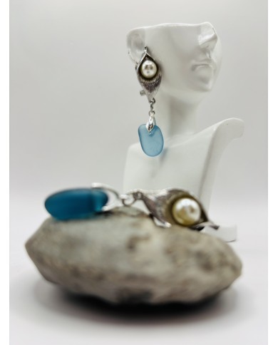 PENDIENTES ARTESANOS DE CRISTAL MARINO