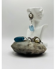 PENDIENTES ARTESANOS DE CRISTAL MARINO