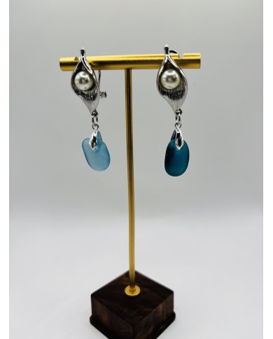 PENDIENTES ARTESANOS DE CRISTAL MARINO