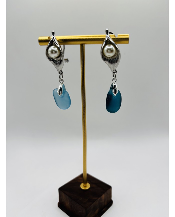 PENDIENTES ARTESANOS DE CRISTAL MARINO