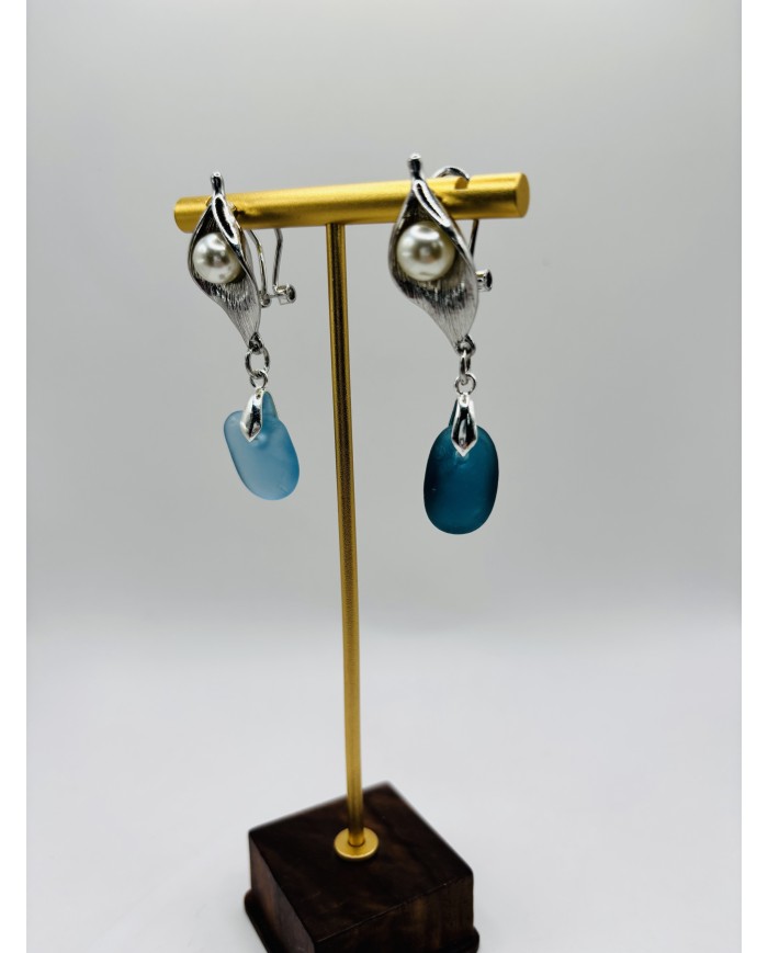 PENDIENTES ARTESANOS DE CRISTAL MARINO