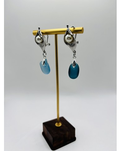 PENDIENTES ARTESANOS DE CRISTAL MARINO