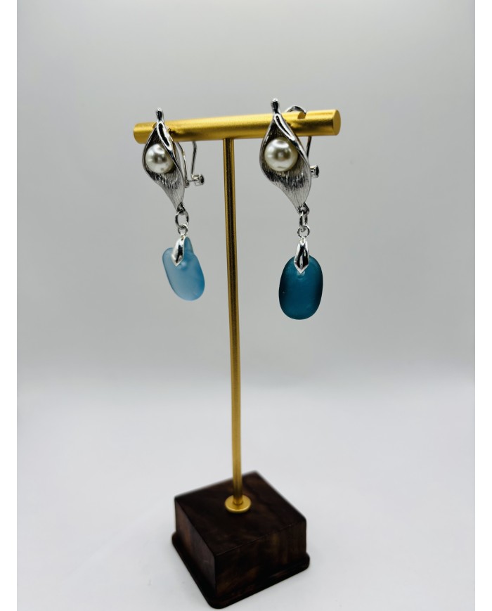 PENDIENTES ARTESANOS DE CRISTAL MARINO
