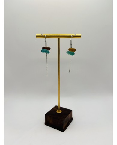 PENDIENTES DE CRISTAL MARINO EDICIÓN PLATA