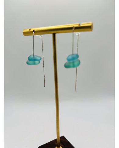 PENDIENTES ARTESANOS DE CRISTAL MARINO
