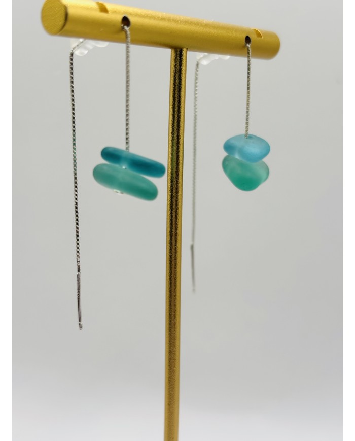 PENDIENTES ARTESANOS DE CRISTAL MARINO
