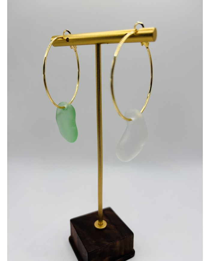 PENDIENTES DE CRISTAL MARINO  ARTESANOS
