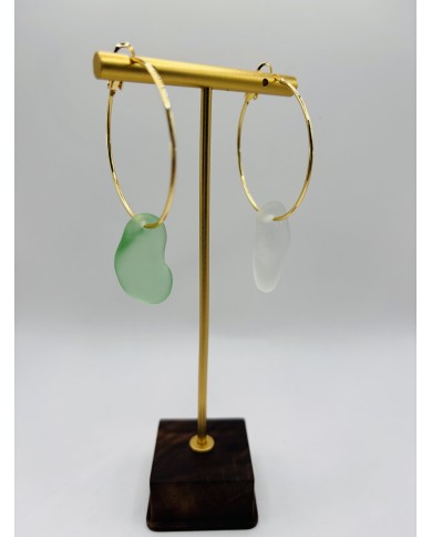 PENDIENTES DE CRISTAL MARINO  ARTESANOS