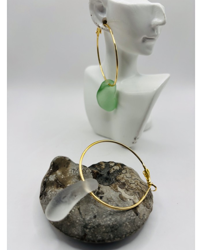 PENDIENTES DE CRISTAL MARINO  ARTESANOS