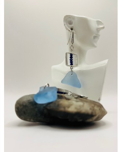 PENDIENTES ARTESANOS DE CRISTAL MARINO