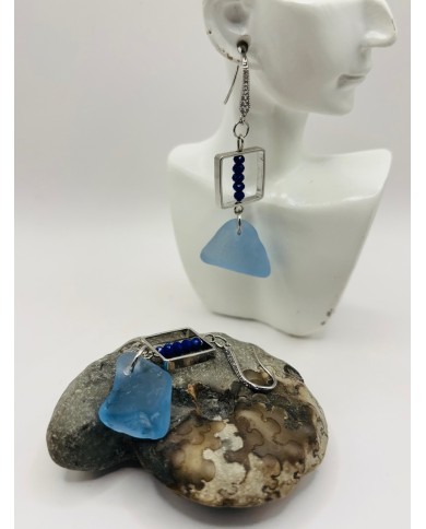 PENDIENTES ARTESANOS DE CRISTAL MARINO