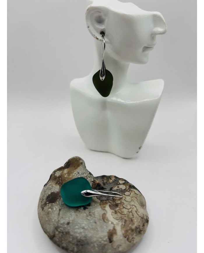 PENDIENTES ARTESANOS DE CRISTAL MARINO