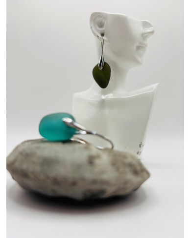 PENDIENTES ARTESANOS DE CRISTAL MARINO