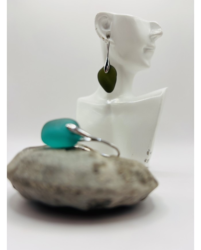 PENDIENTES ARTESANOS DE CRISTAL MARINO