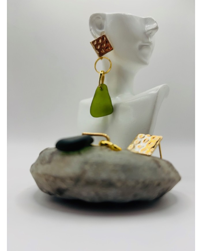 PENDIENTES ARTESANOS DE CRISTAL MARINO