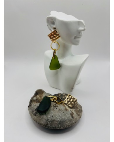 PENDIENTES ARTESANOS DE CRISTAL MARINO
