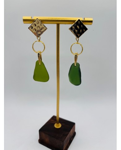 PENDIENTES ARTESANOS DE CRISTAL MARINO