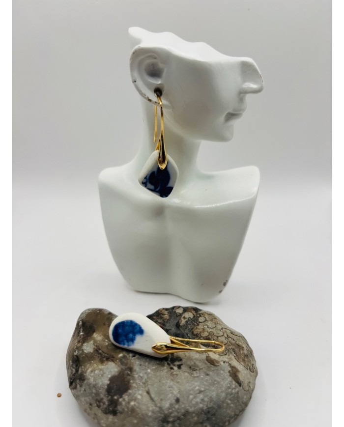 PENDIENTES ARTESANOS DE PORCELANA ANTIGUA