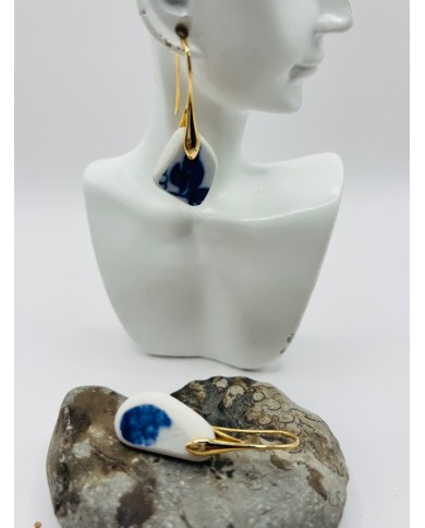 PENDIENTES ARTESANOS DE PORCELANA ANTIGUA