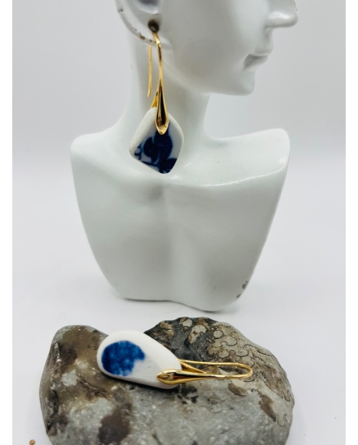 PENDIENTES ARTESANOS DE PORCELANA ANTIGUA